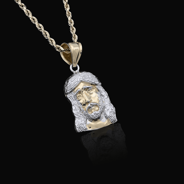 1/10th 10k Gold Bonded 925 Jesus Head Pendant Two Tone Religious 1.8gms Charm - Elite Jewelers - Charms & Pendants