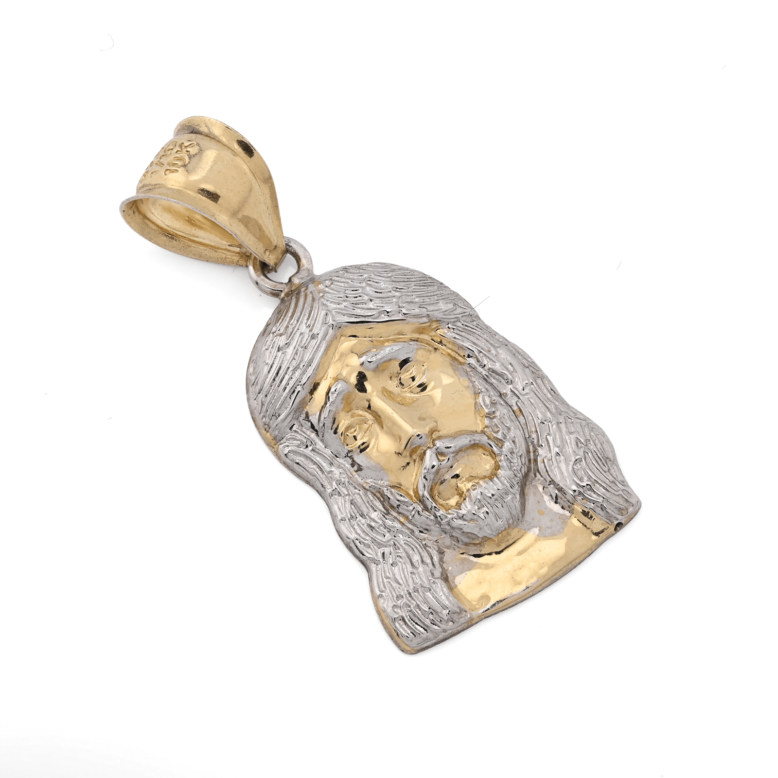 1/10th 10k Gold Bonded 925 Jesus Head Pendant Two Tone Religious 1.8gms Charm - Elite Jewelers - Charms & Pendants
