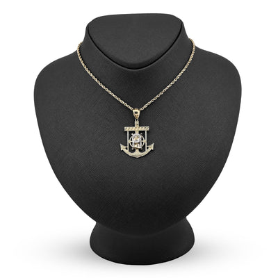 1/10th 10k Gold Bonded 925 Mariner Jesus Head on Cross Anchor Pendant 2.4g Charm - Elite Jewelers - Charms & Pendants