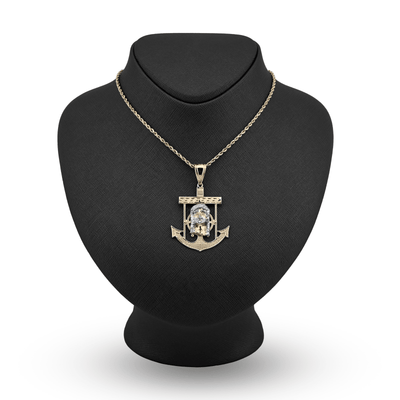 1/10th 10k Gold Bonded 925 Religious 2 - Tone Jesus Face Anchor Pendant 4.1g Charm - Elite Jewelers - Charms & Pendants