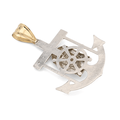 1/10th 10k Gold Bonded 925 Religious 2 - Tone Jesus Face Anchor Pendant 4.1g Charm - Elite Jewelers - Charms & Pendants