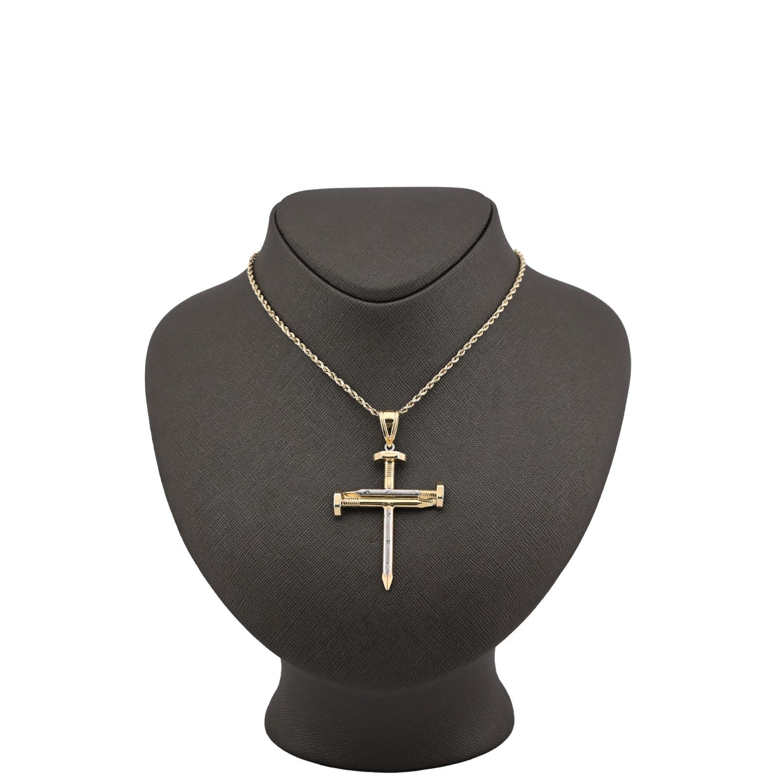 1/10th 10k Gold Bonded 925 Screw Nail Cross Pendant 3.3gms Mens Two Tone Charm - Elite Jewelers - Charms & Pendants