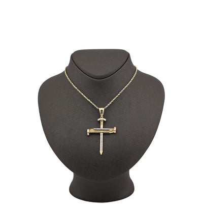 1/10th 10k Gold Bonded 925 Screw Nail Cross Pendant 3.3gms Mens Two Tone Charm - Elite Jewelers - Charms & Pendants