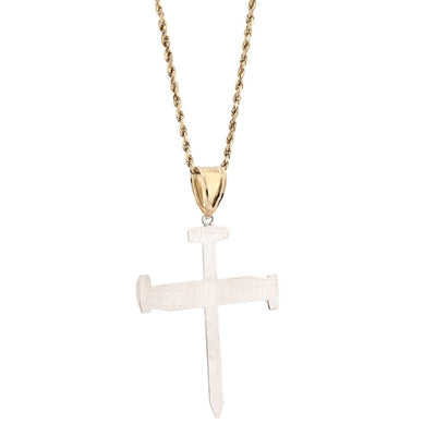 1/10th 10k Gold Bonded 925 Screw Nail Cross Pendant 3.3gms Mens Two Tone Charm - Elite Jewelers - Charms & Pendants