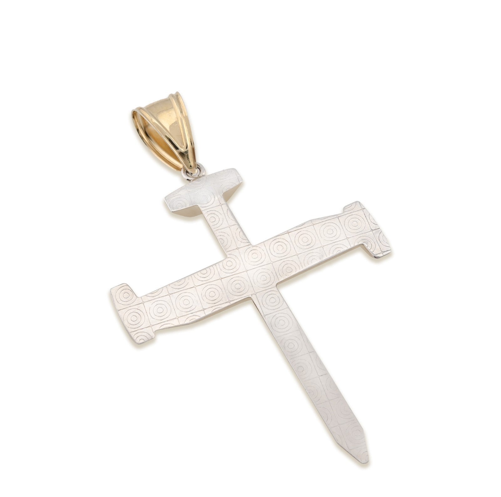1/10th 10k Gold Bonded 925 Screw Nail Cross Pendant 3.3gms Mens Two Tone Charm - Elite Jewelers - Charms & Pendants