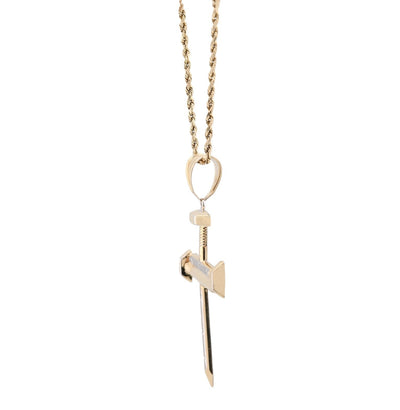 1/10th 10k Gold Bonded 925 Screw Nail Cross Pendant 3.3gms Mens Two Tone Charm - Elite Jewelers - Charms & Pendants