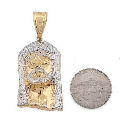 1/10th 10k Gold Bonded 925 Silver Jesus Head 2 Tone Pendant Mens 4.3gms Charm - Elite Jewelers - Charms & Pendants