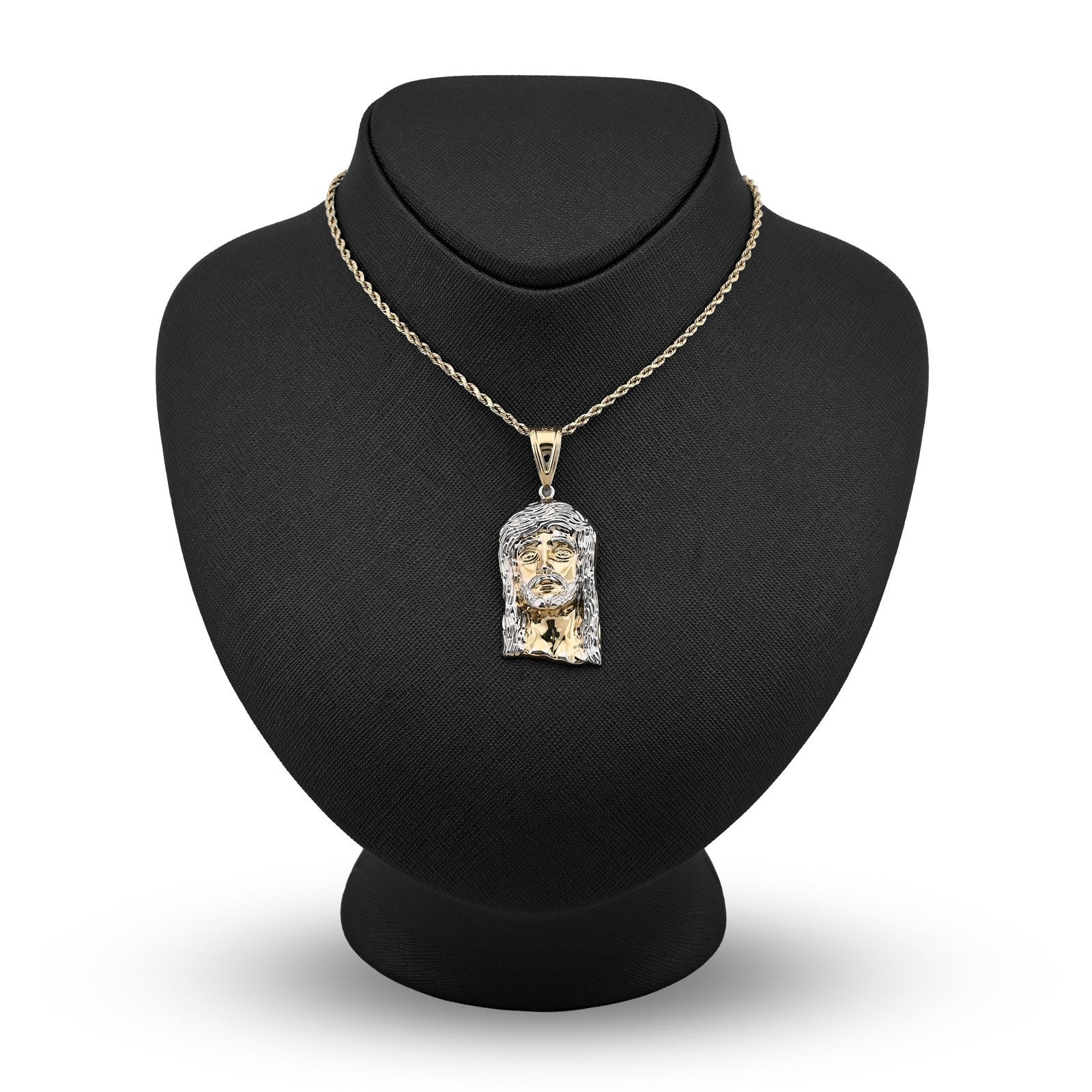 1/10th 10k Gold Bonded 925 Silver Jesus Head 2 Tone Pendant Mens 4.3gms Charm - Elite Jewelers - Charms & Pendants