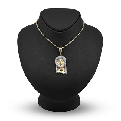 1/10th 10k Gold Bonded 925 Silver Jesus Head 2 Tone Pendant Mens 4.3gms Charm - Elite Jewelers - Charms & Pendants