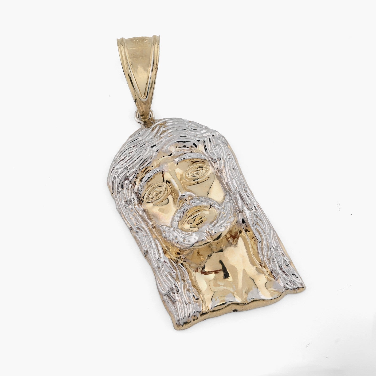 1/10th 10k Gold Bonded 925 Silver Jesus Head 2 Tone Pendant Mens 4.3gms Charm - Elite Jewelers - Charms & Pendants