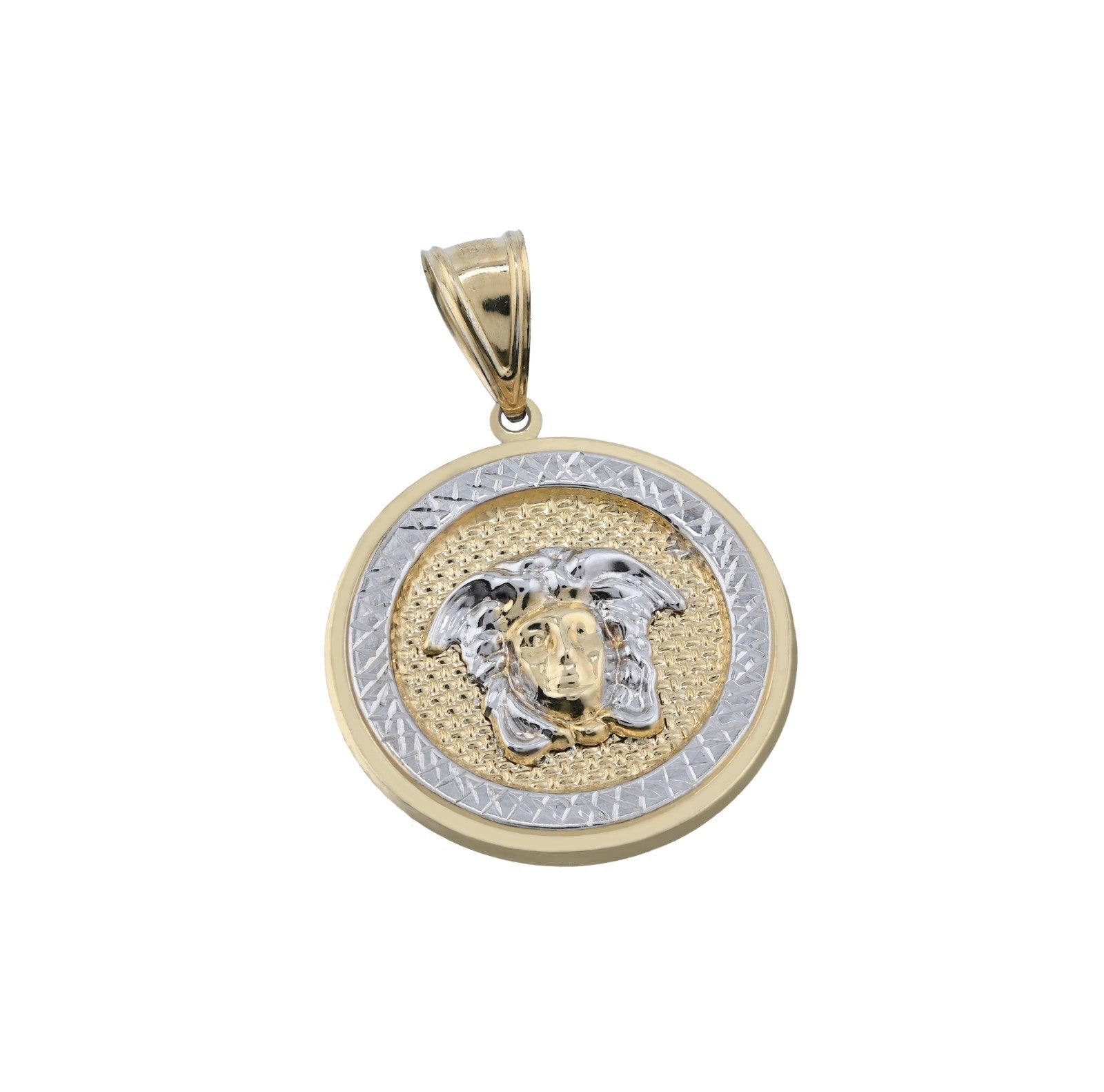 1/10th 10k Gold Bonded 925 Silver Medosa 5.4gms Round Charm Mens Womens Pendant - Elite Jewelers - Charms & Pendants