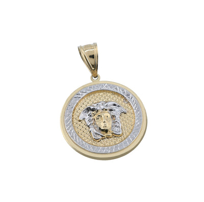 1/10th 10k Gold Bonded 925 Silver Medosa 5.4gms Round Charm Mens Womens Pendant - Elite Jewelers - Charms & Pendants