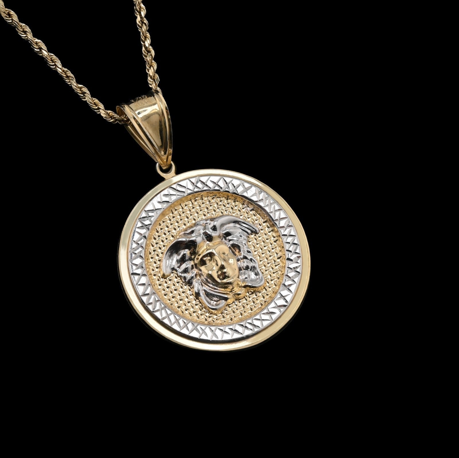 1/10th 10k Gold Bonded 925 Silver Medosa 5.4gms Round Charm Mens Womens Pendant - Elite Jewelers - Charms & Pendants
