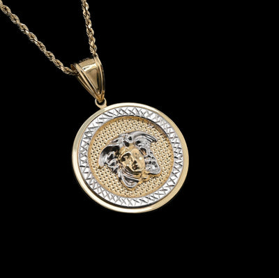 1/10th 10k Gold Bonded 925 Silver Medosa 5.4gms Round Charm Mens Womens Pendant - Elite Jewelers - Charms & Pendants