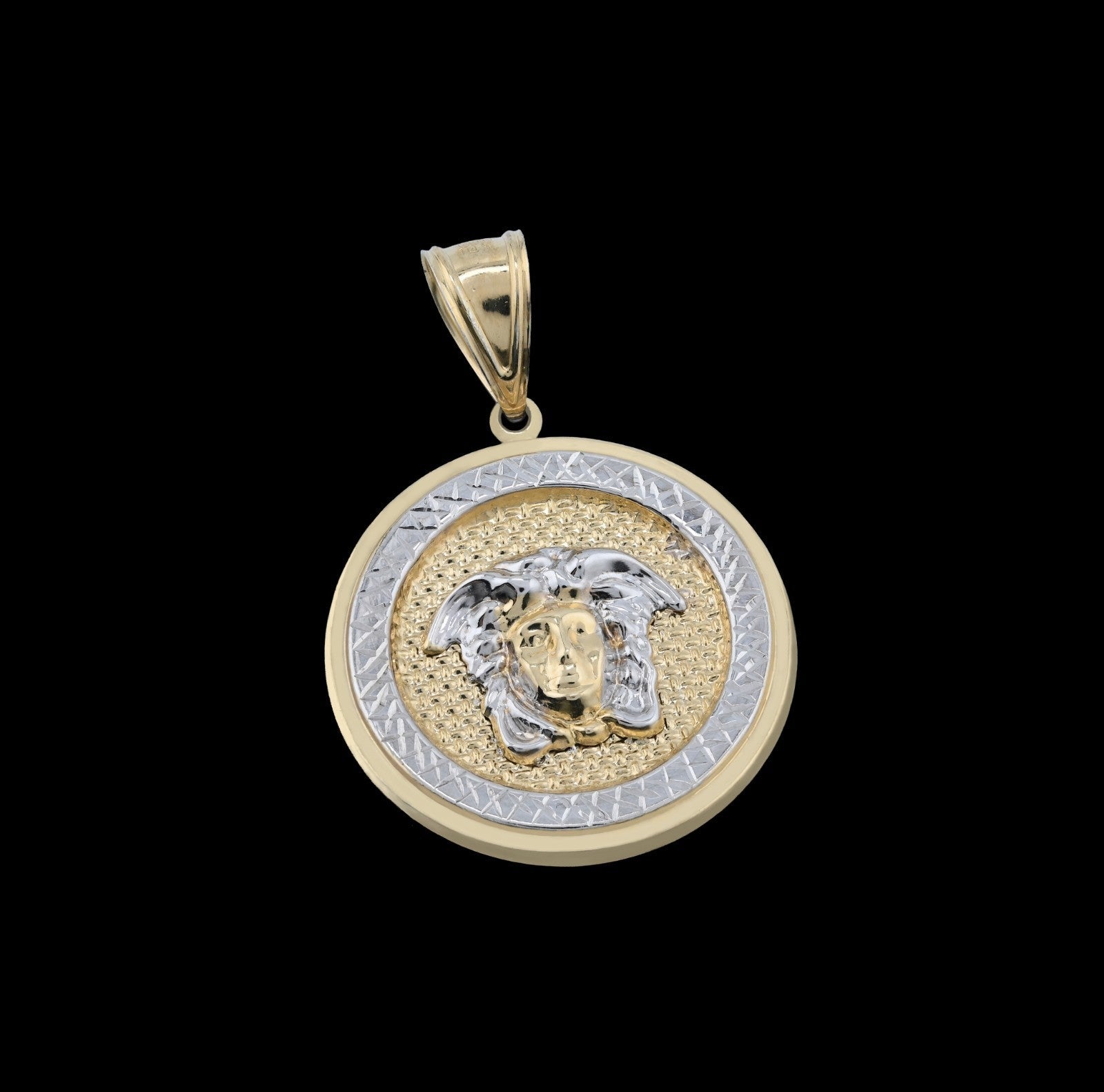1/10th 10k Gold Bonded 925 Silver Medosa 5.4gms Round Charm Mens Womens Pendant - Elite Jewelers - Charms & Pendants