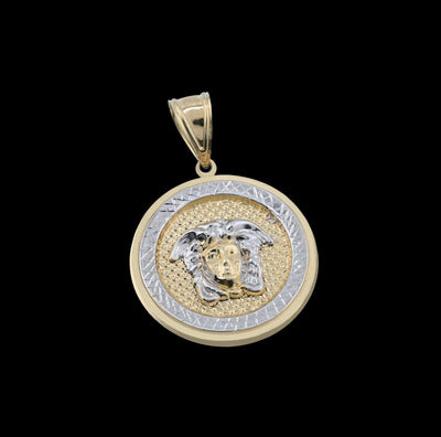 1/10th 10k Gold Bonded 925 Silver Medosa 5.4gms Round Charm Mens Womens Pendant - Elite Jewelers - Charms & Pendants