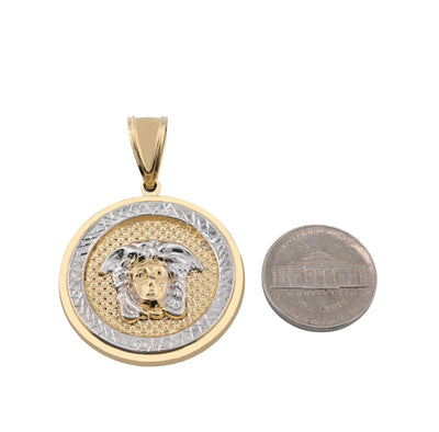 1/10th 10k Gold Bonded 925 Silver Medosa 5.4gms Round Charm Mens Womens Pendant - Elite Jewelers - Charms & Pendants