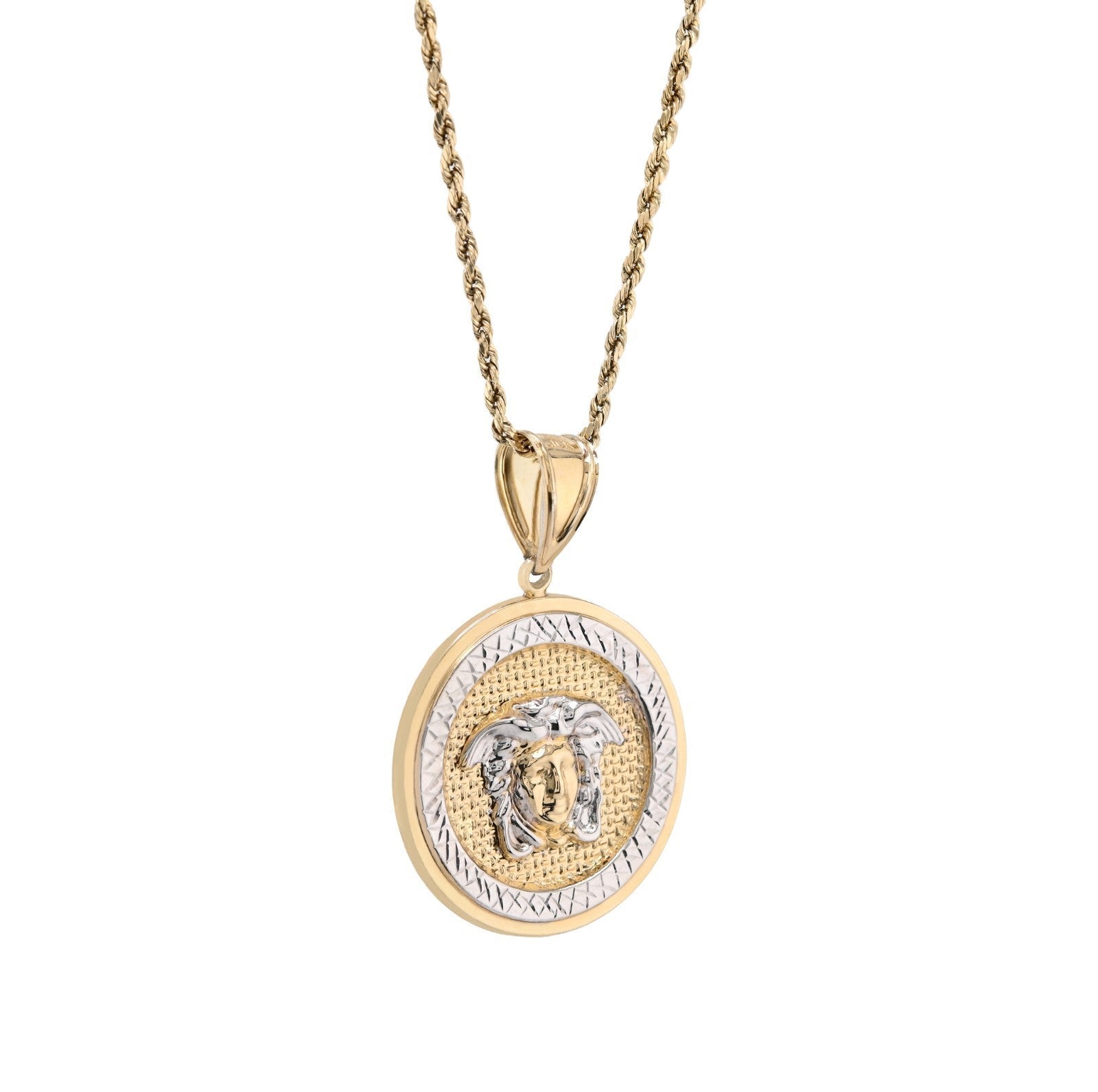 1/10th 10k Gold Bonded 925 Silver Medosa 5.4gms Round Charm Mens Womens Pendant - Elite Jewelers - Charms & Pendants