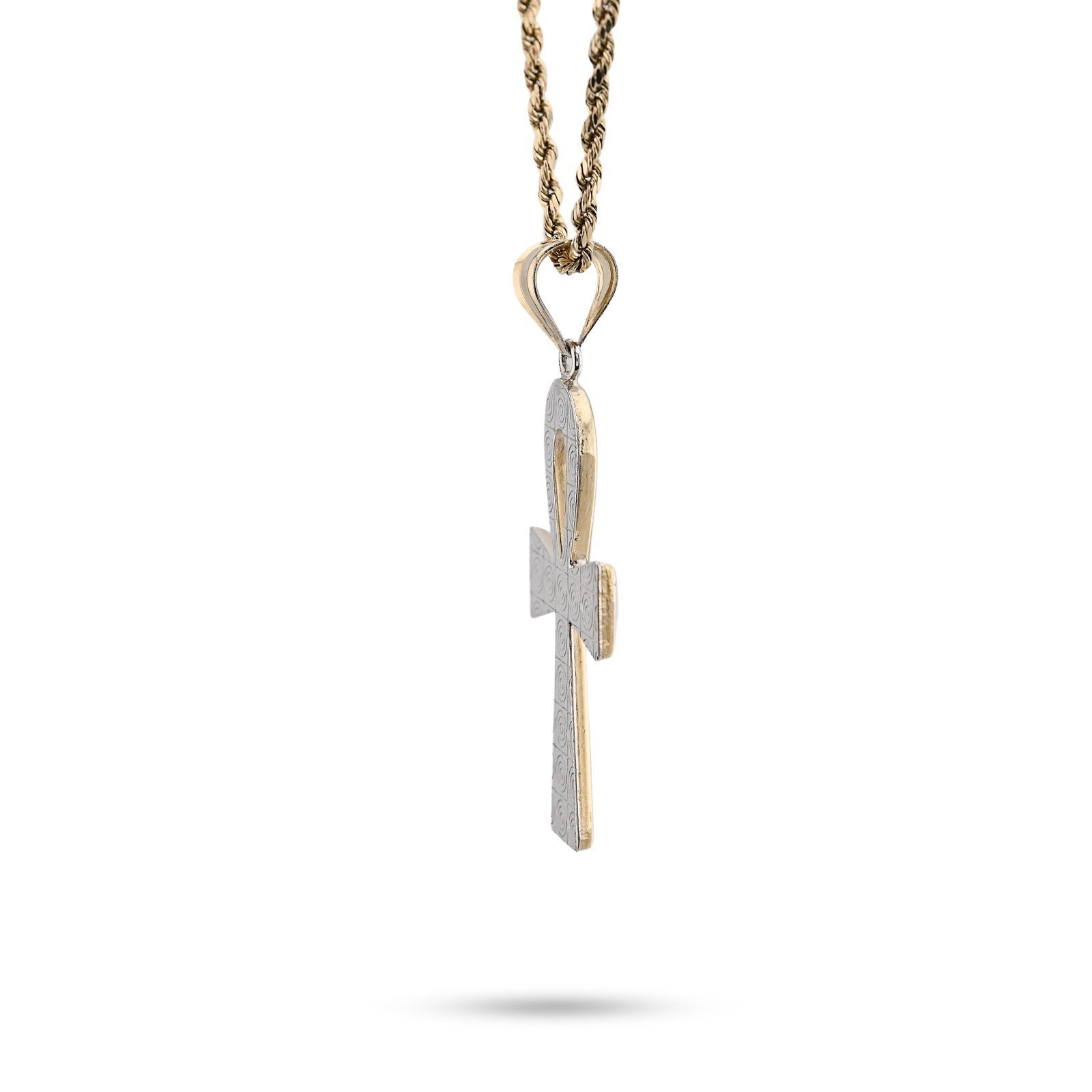 1/10th 10k Gold Bonded 925 Two Tone Ankh Cross Penant Religious 2g Mens Charm - Elite Jewelers - Charms & Pendants