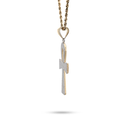 1/10th 10k Gold Bonded 925 Two Tone Ankh Cross Penant Religious 2g Mens Charm - Elite Jewelers - Charms & Pendants