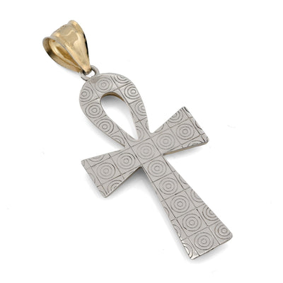 1/10th 10k Gold Bonded 925 Two Tone Ankh Cross Penant Religious 2g Mens Charm - Elite Jewelers - Charms & Pendants
