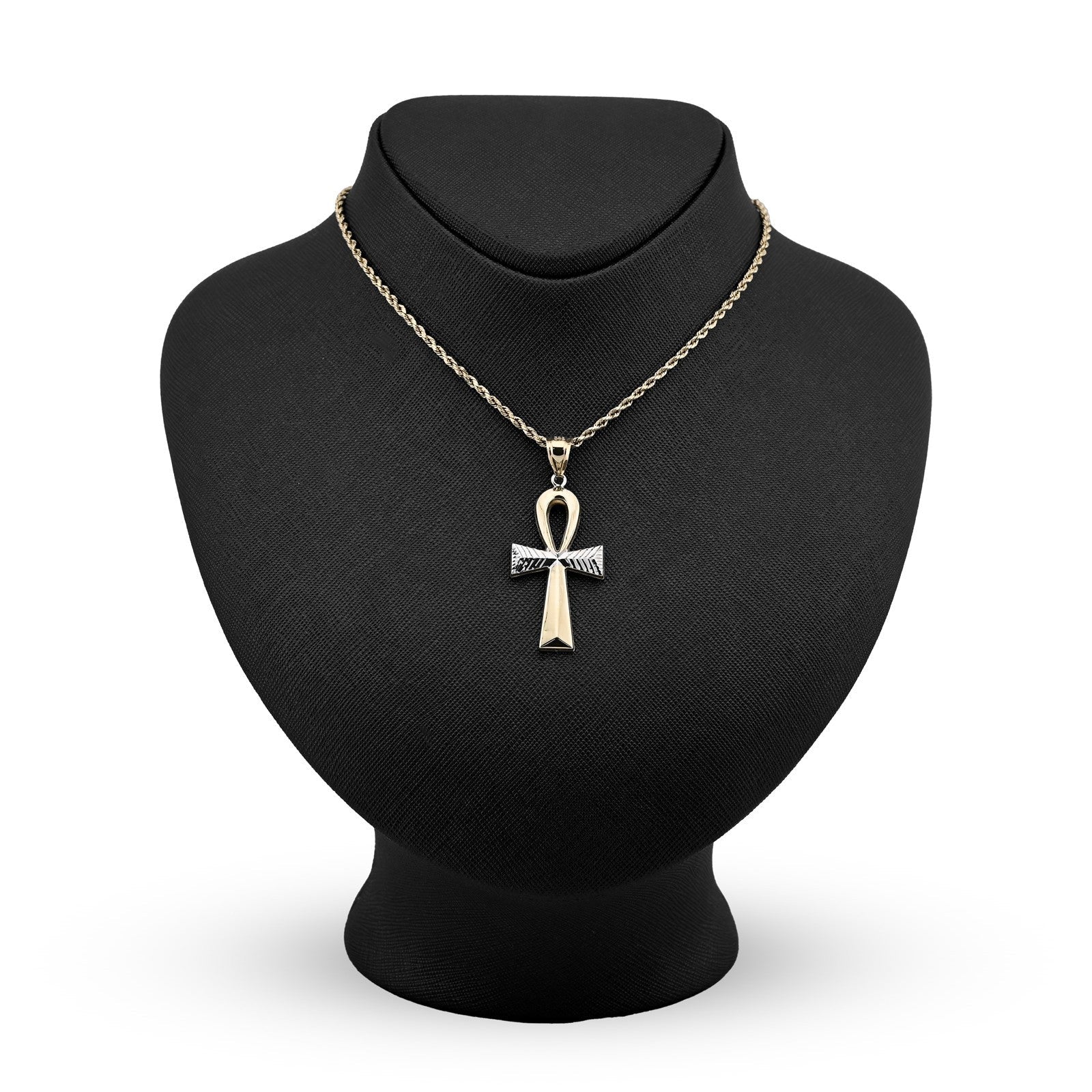 1/10th 10k Gold Bonded 925 Two Tone Ankh Cross Penant Religious 2g Mens Charm - Elite Jewelers - Charms & Pendants