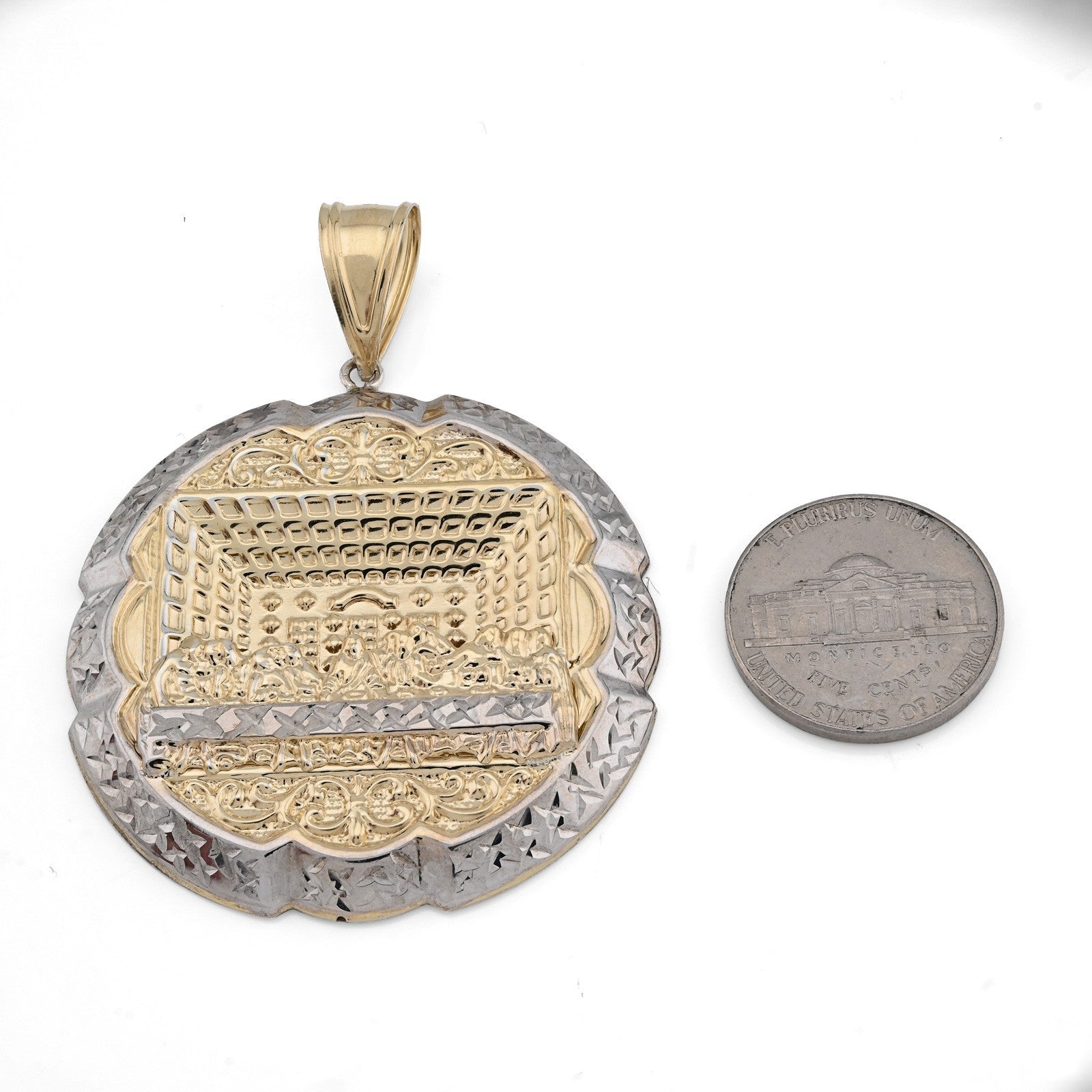 1/10th 10k Gold Bonded 925 Two Tone Apostles Last Supper Pendant Big 9.6g Charm - Elite Jewelers - Charms & Pendants