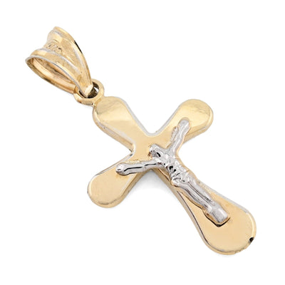 1/10th 10k Gold Bonded 925 Two Tone Cross Crucifix Pendant 0.9gms Unisex Charm - Elite Jewelers - Charms & Pendants