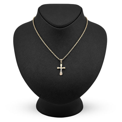 1/10th 10k Gold Bonded 925 Two Tone Cross Crucifix Pendant 0.9gms Unisex Charm - Elite Jewelers - Charms & Pendants