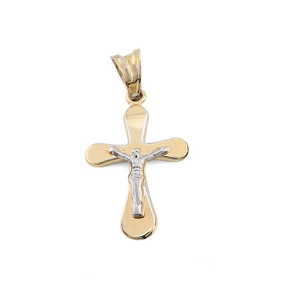 1/10th 10k Gold Bonded 925 Two Tone Cross Crucifix Pendant 0.9gms Unisex Charm - Elite Jewelers - Charms & Pendants