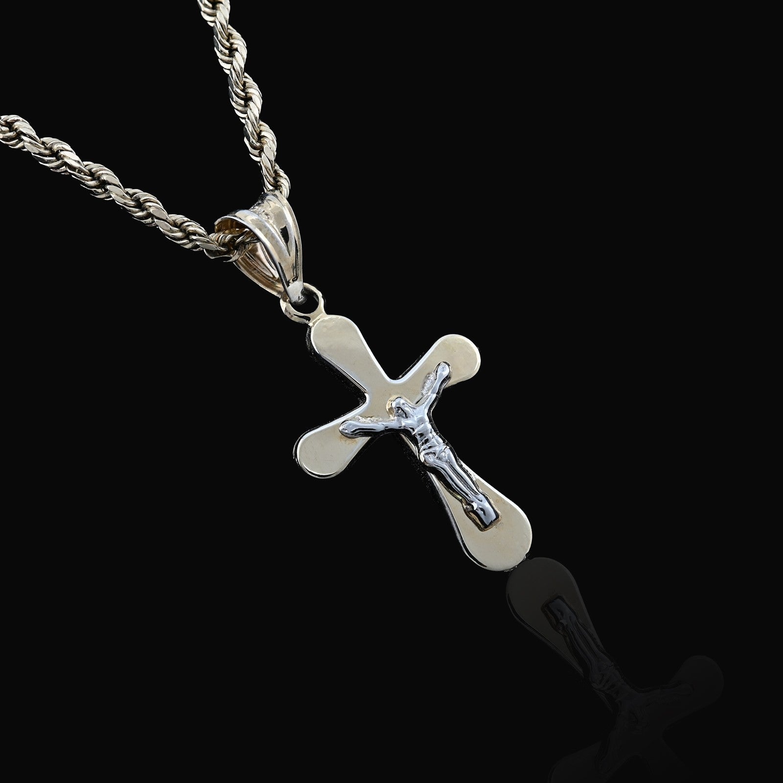 1/10th 10k Gold Bonded 925 Two Tone Cross Crucifix Pendant 0.9gms Unisex Charm - Elite Jewelers - Charms & Pendants