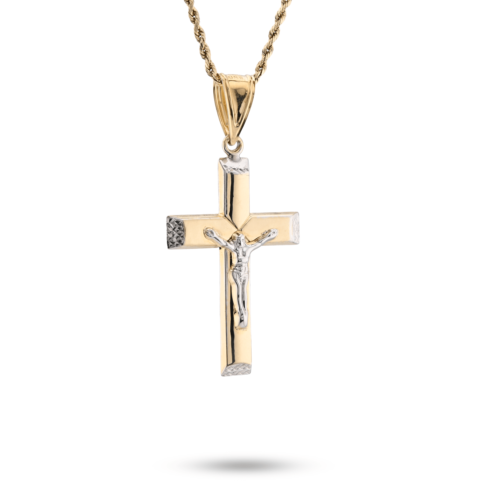 1/10th 10k Gold Bonded 925 Two Tone Cross Crucifix Pendant 3.3gm Religious Charm - Elite Jewelers - Charms & Pendants