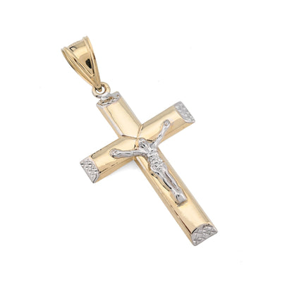 1/10th 10k Gold Bonded 925 Two Tone Cross Crucifix Pendnat Religious 3.3gm Charm - Elite Jewelers - Charms & Pendants