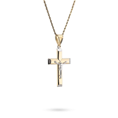 1/10th 10k Gold Bonded 925 Two Tone Cross Crucifix Pendnat Religious 3.3gm Charm - Elite Jewelers - Charms & Pendants