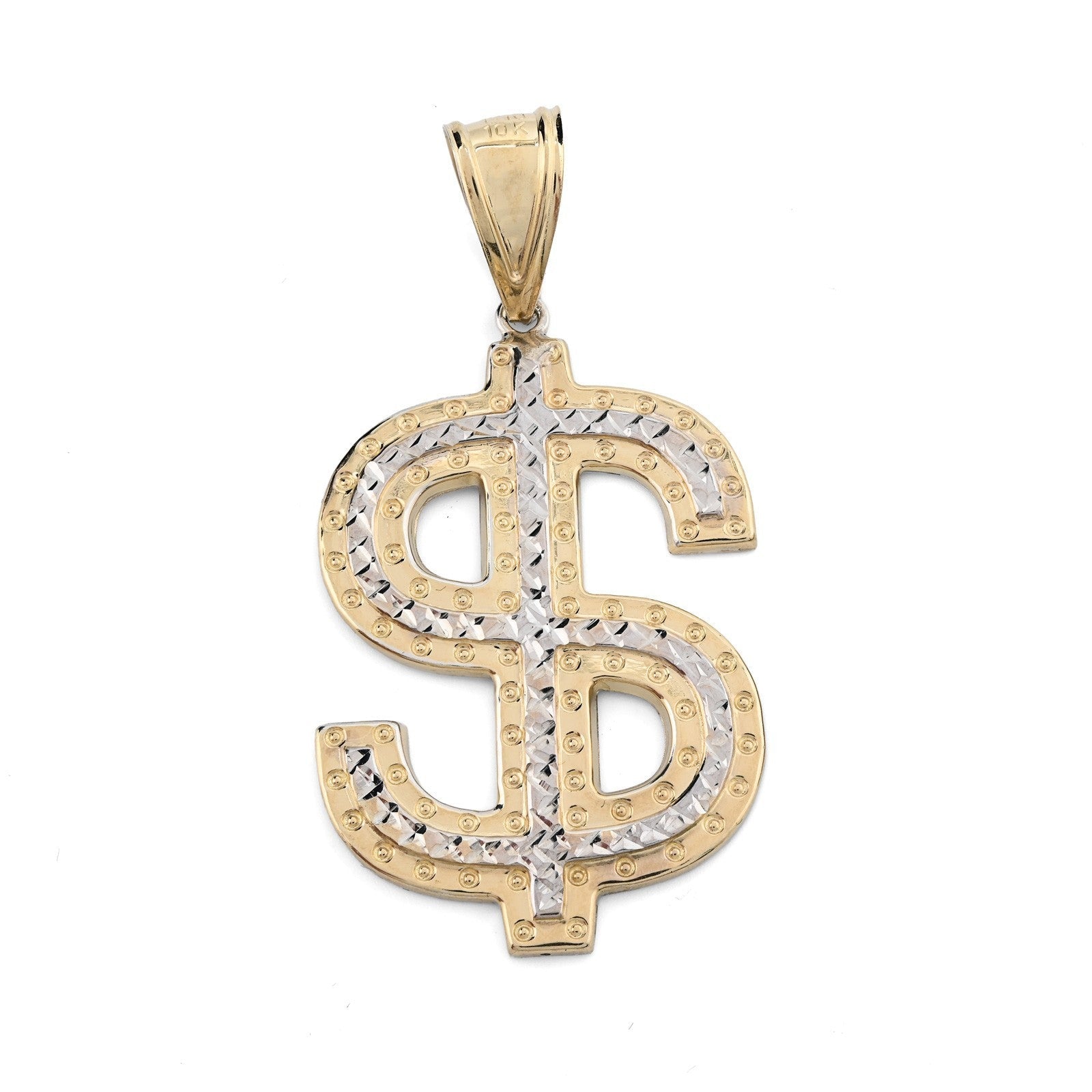 1/10th 10k Gold Bonded 925 Two Tone "$" Dollar Symbol Pendant 3.8g Charm For Men - Elite Jewelers - Charms & Pendants