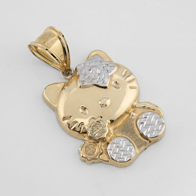 1/10th 10k Gold Bonded 925 Two Tone Hello Kitty Pendant 4gms Womens Cute Charm - Elite Jewelers - Charms & Pendants