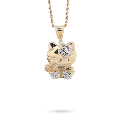 1/10th 10k Gold Bonded 925 Two Tone Hello Kitty Pendant 4gms Womens Cute Charm - Elite Jewelers - Charms & Pendants