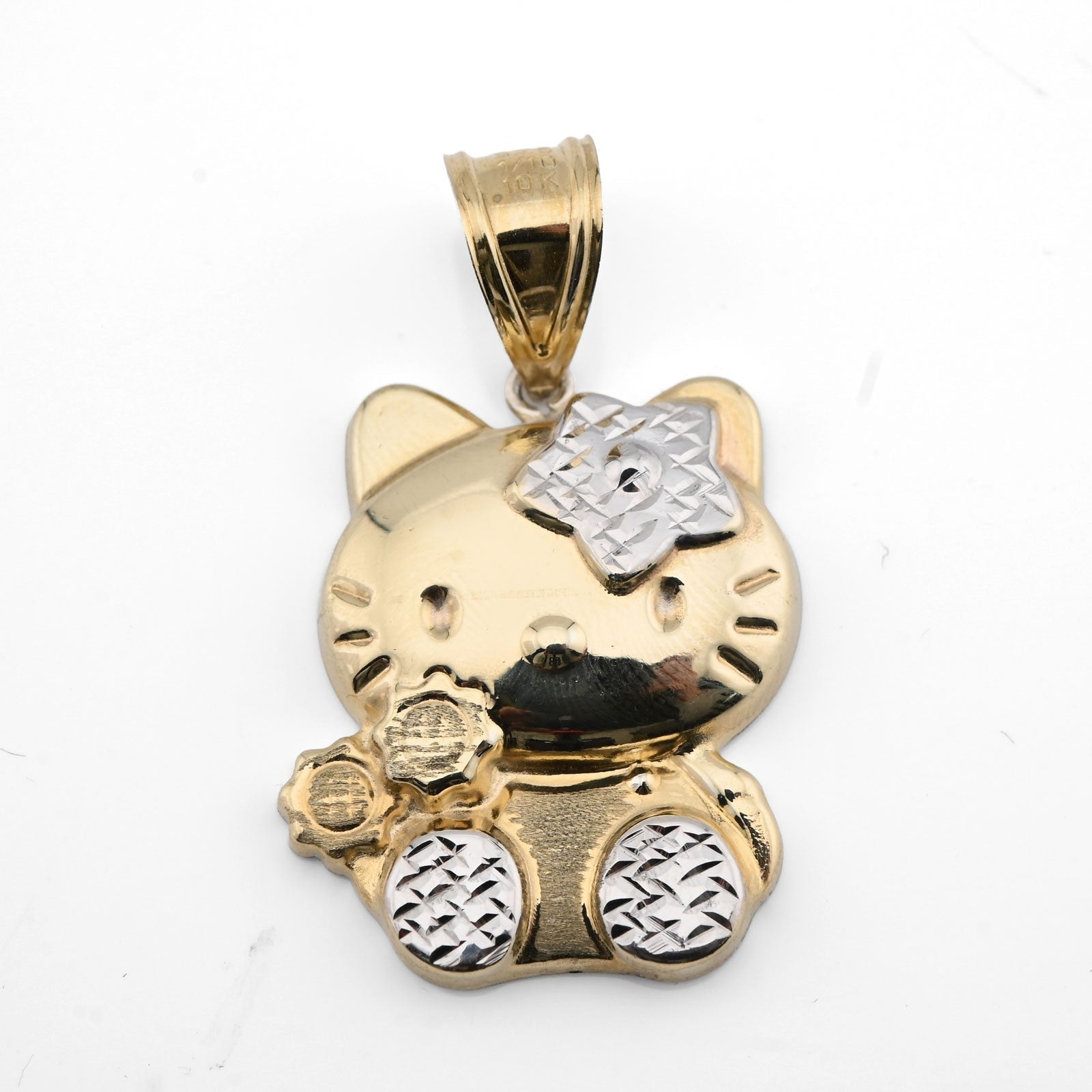 1/10th 10k Gold Bonded 925 Two Tone Hello Kitty Pendant 4gms Womens Cute Charm - Elite Jewelers - Charms & Pendants