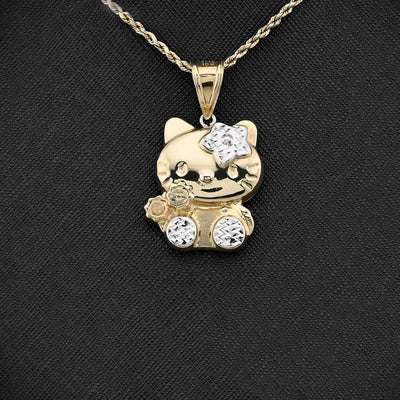1/10th 10k Gold Bonded 925 Two Tone Hello Kitty Pendant 4gms Womens Cute Charm - Elite Jewelers - Charms & Pendants