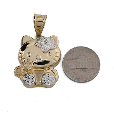 1/10th 10k Gold Bonded 925 Two Tone Hello Kitty Pendant 4gms Womens Cute Charm - Elite Jewelers - Charms & Pendants