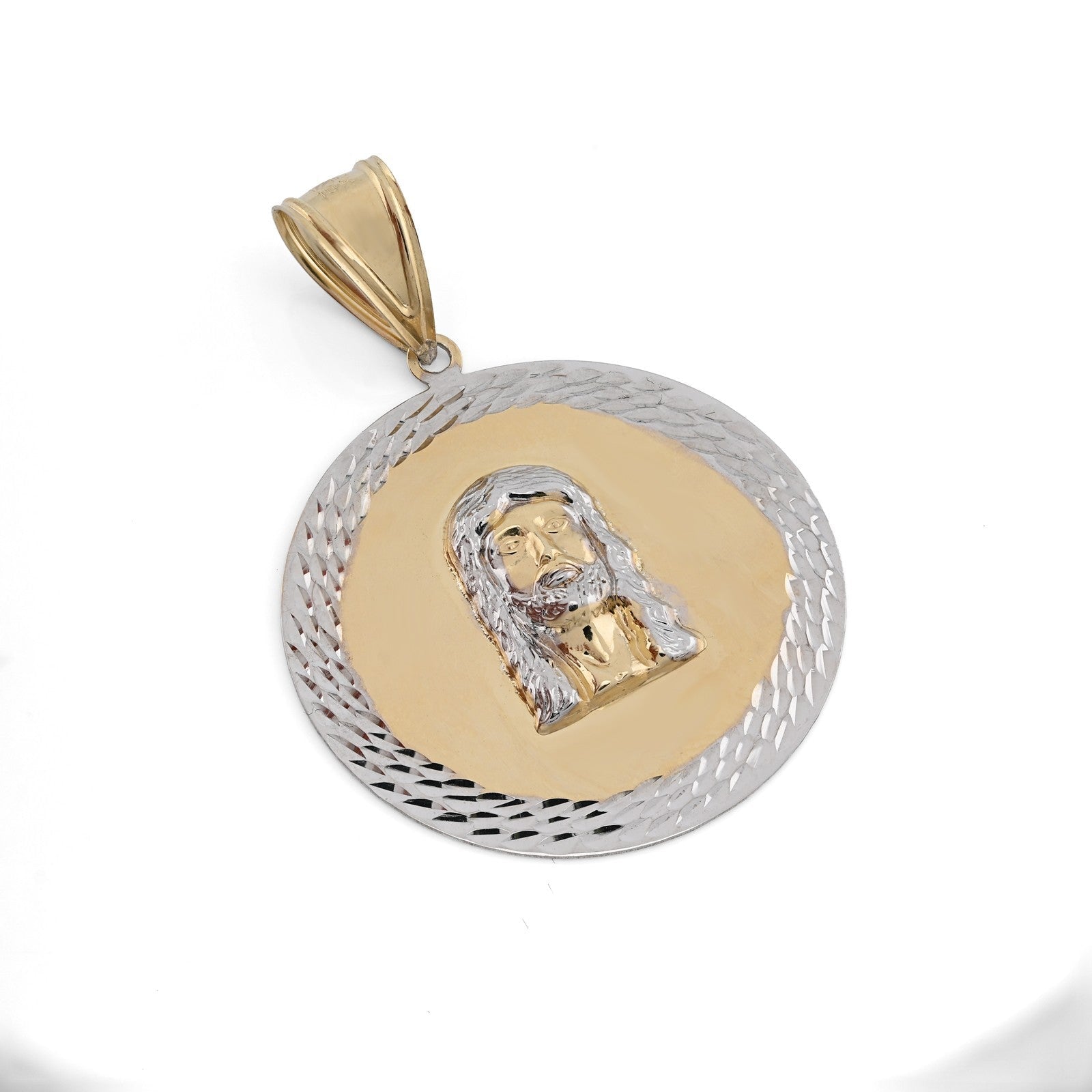 1/10th 10k Gold Bonded 925 Two Tone Jesus Head Medallion Pendant 4.7g Mens Charm - Elite Jewelers - Charms & Pendants
