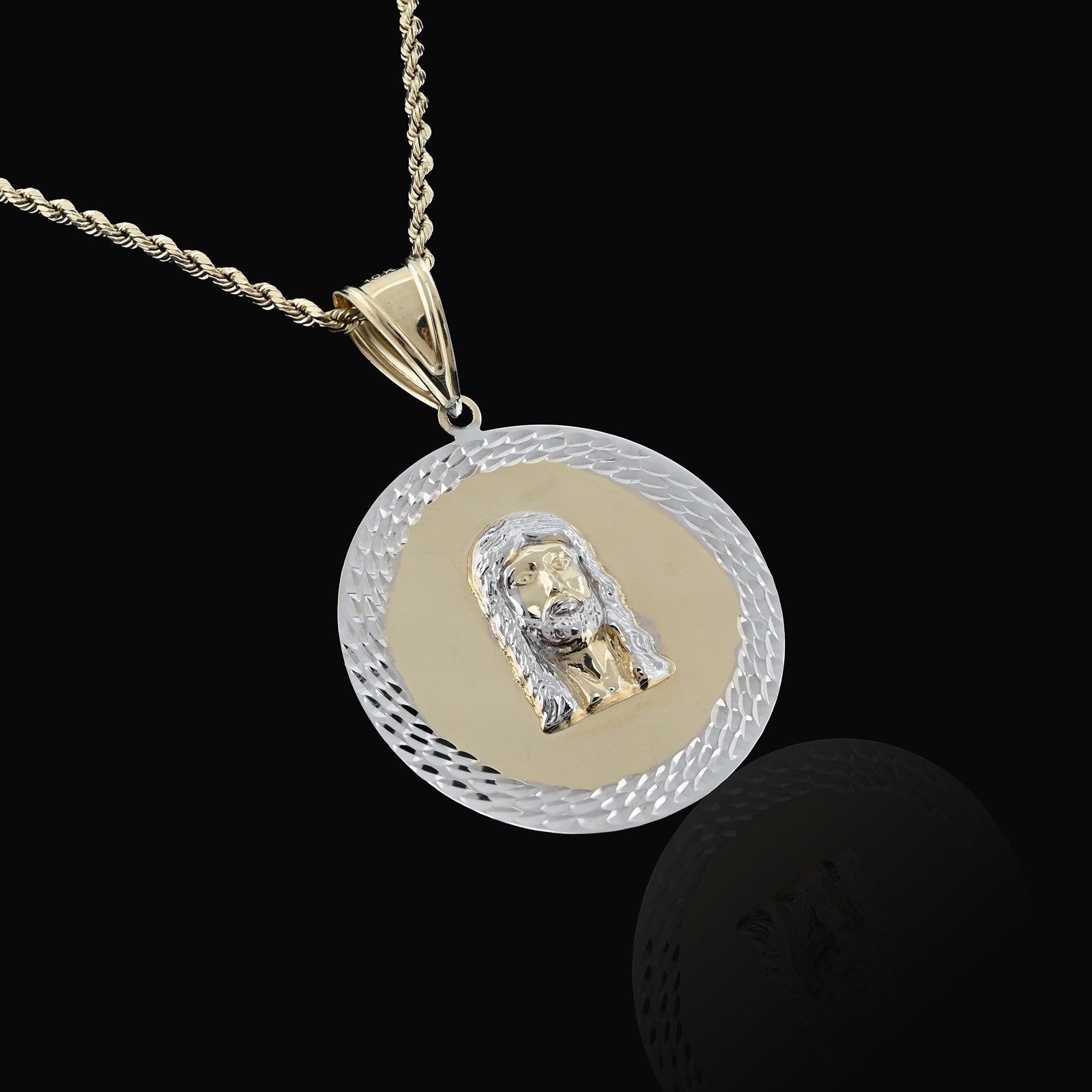 1/10th 10k Gold Bonded 925 Two Tone Jesus Head Medallion Pendant 4.7g Mens Charm - Elite Jewelers - Charms & Pendants