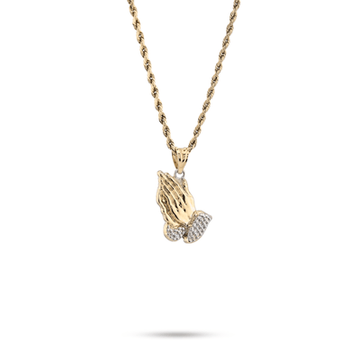 1/10th 10k Gold Bonded 925 Two Tone Praying Hand Charm 1.4gms Religious Pendant - Elite Jewelers - Charms & Pendants