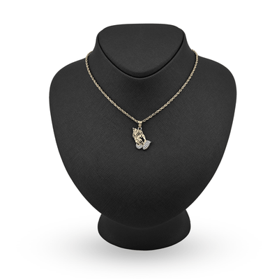 1/10th 10k Gold Bonded 925 Two Tone Praying Hand Charm 1.4gms Religious Pendant - Elite Jewelers - Charms & Pendants