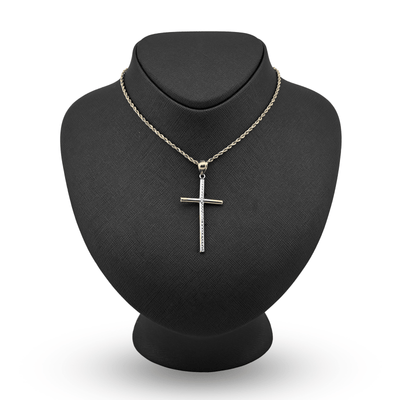 1/10th 10k Gold Bonded 925 Two Tone Thin Diamond Cut Cross Pendant 1.4gms Charm - Elite Jewelers - Charms & Pendants