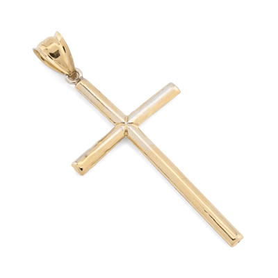 1/10th 10k Gold Bonded 925 Two Tone Thin Diamond Cut Cross Pendant 1.4gms Charm - Elite Jewelers - Charms & Pendants