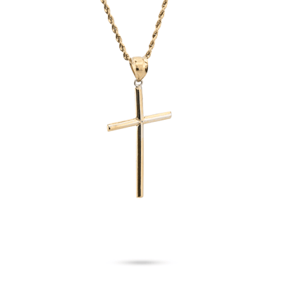 1/10th 10k Gold Bonded 925 Two Tone Thin Diamond Cut Cross Pendant 1.4gms Charm - Elite Jewelers - Charms & Pendants