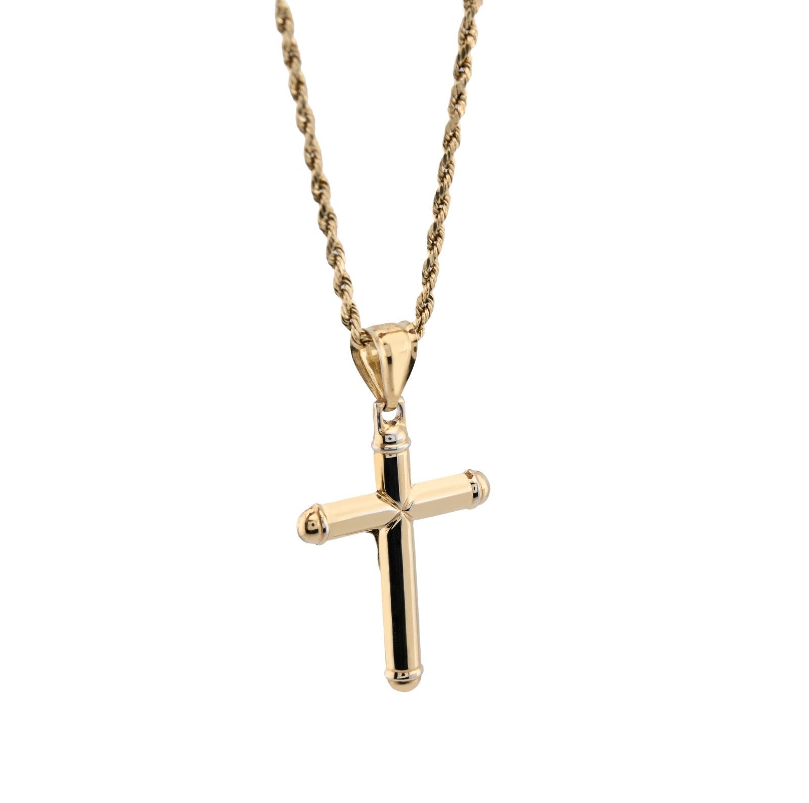 1/10th 10k Gold Bonded 925 Two Tone Tube Crucifix Cross Pendant 1.7g Mens Charm - Elite Jewelers - Charms & Pendants