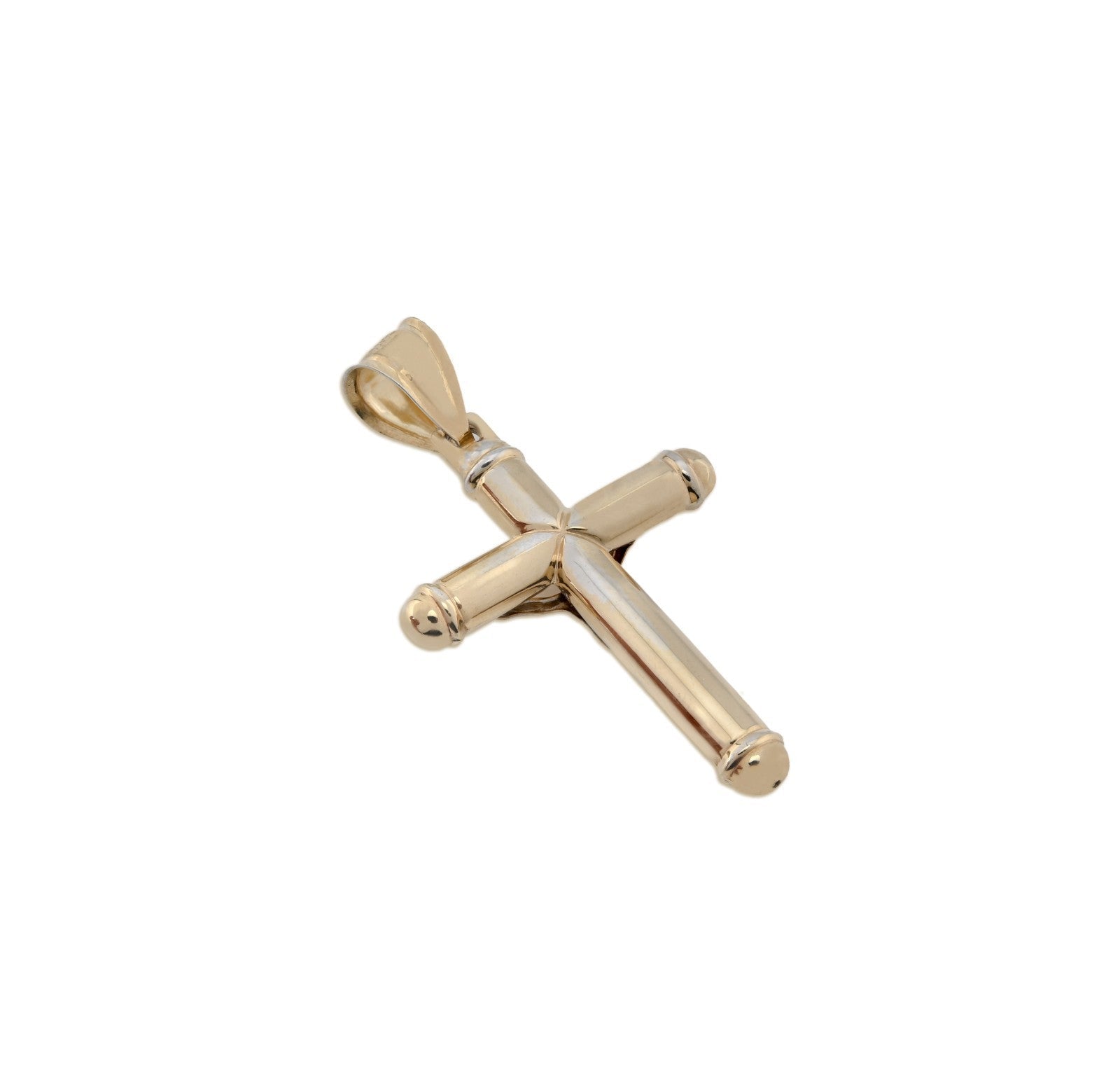 1/10th 10k Gold Bonded 925 Two Tone Tube Crucifix Cross Pendant 1.7g Mens Charm - Elite Jewelers - Charms & Pendants