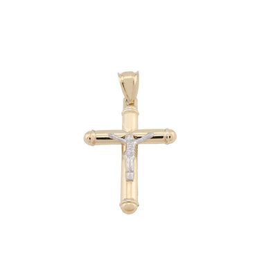 1/10th 10k Gold Bonded 925 Two Tone Tube Crucifix Cross Pendant 1.7g Mens Charm - Elite Jewelers - Charms & Pendants
